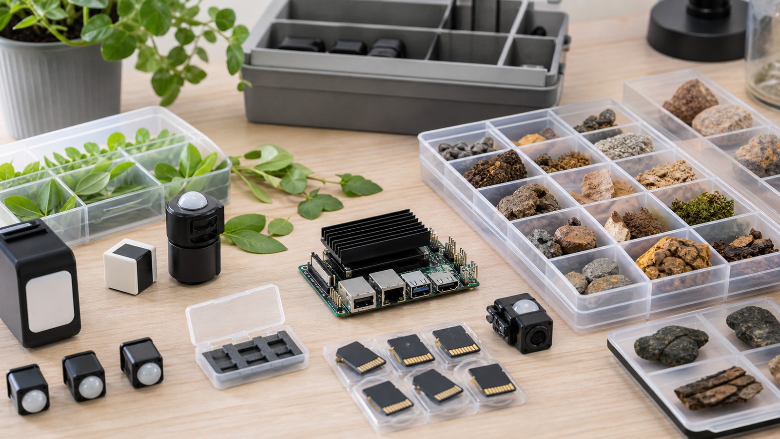 Editorial image of a machine learning training process represented by samples moving through physical model components