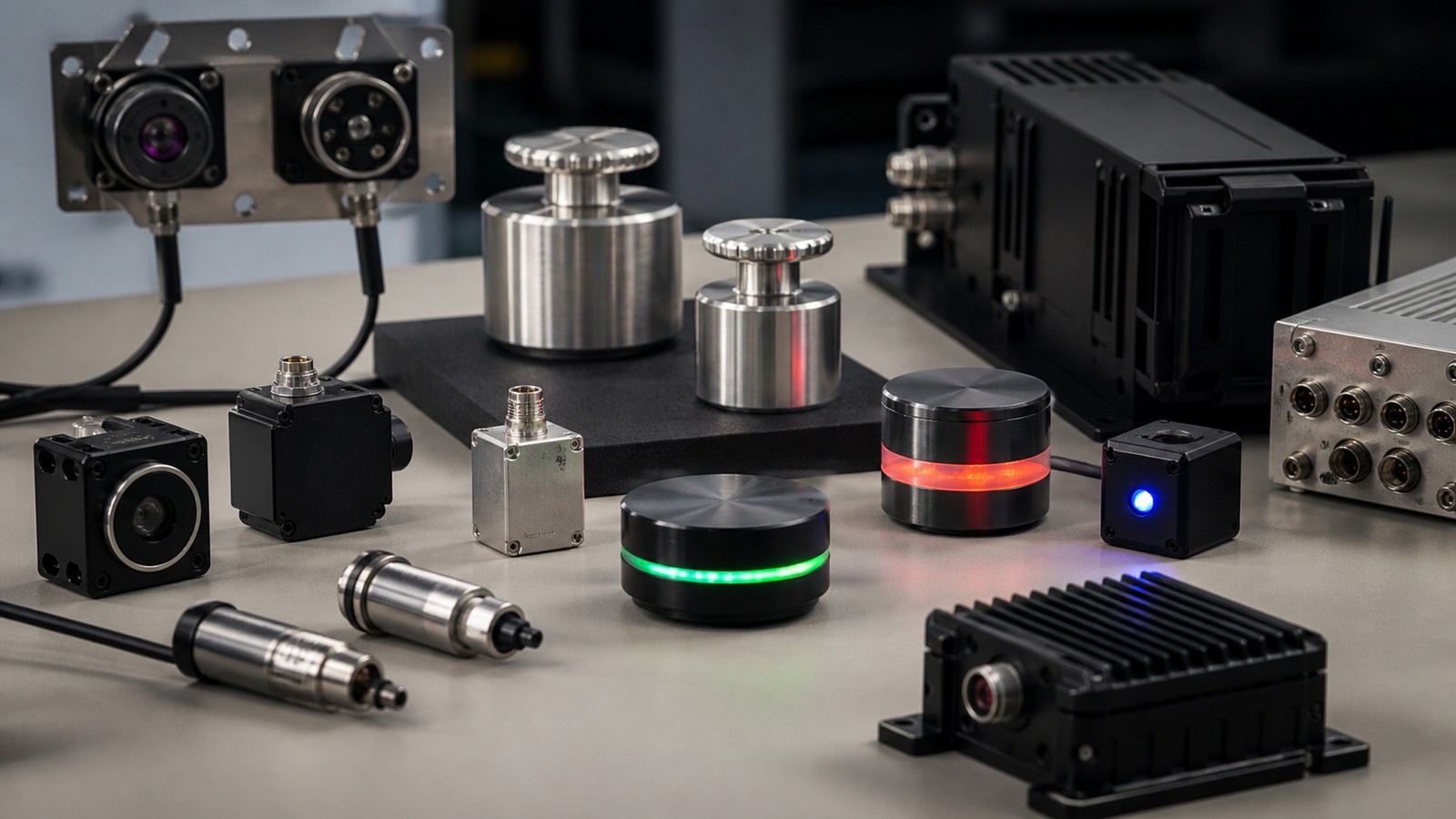 Editorial image of physical signal measurement objects on a clean technical workbench